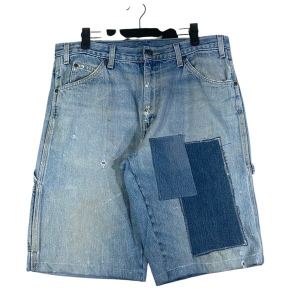 Vintage Dickies Patchwork Carpenter Denim Shorts 33 - Picture 1 of 7